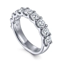Clearance Gabriel & Co. Sardegna - 14K White Gold 9 Stone Shared Prong Round Diamond Anniversary Band - 1.9 ct