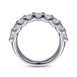 Clearance Gabriel & Co. Sardegna - 14K White Gold 9 Stone Shared Prong Round Diamond Anniversary Band - 1.4 ct