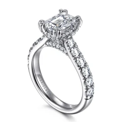 Hot Gabriel & Co. Sarita - 14K White Gold Emerald Cut Diamond Engagement Ring
