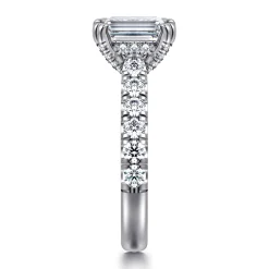 Hot Gabriel & Co. Sarita - 14K White Gold Emerald Cut Diamond Engagement Ring