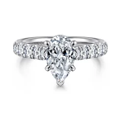 Hot Gabriel & Co. Sarita - 14K White Gold Pear Shape Diamond Engagement Ring