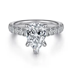 Clearance Gabriel & Co. Sarita - 14K White Gold Pear Shape Diamond Engagement Ring