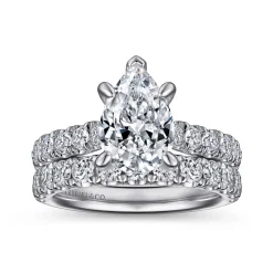 Clearance Gabriel & Co. Sarita - 14K White Gold Pear Shape Diamond Engagement Ring