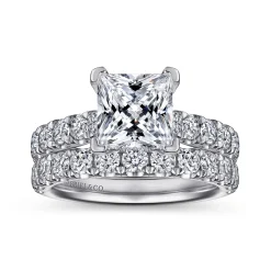 Clearance Gabriel & Co. Sarita - 14K White Gold Princess Cut Diamond Engagement Ring