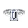 New Gabriel & Co. Satin - 14K White Gold Emerald Cut Diamond Halo Engagement Ring
