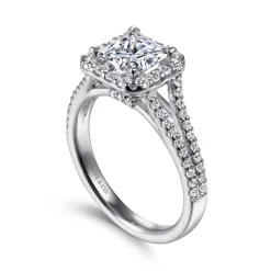 Hot Gabriel & Co. Savannah - 14K White Gold Princess Halo Diamond Engagement Ring
