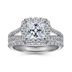 Hot Gabriel & Co. Savannah - 14K White Gold Princess Halo Diamond Engagement Ring