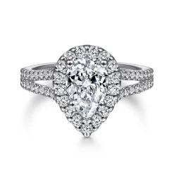 Sale Gabriel & Co. Savannah - Platinum Pear Shape Halo Diamond Engagement Ring