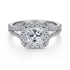 Clearance Gabriel & Co. Savannah - Platinum Princess Halo Diamond Engagement Ring