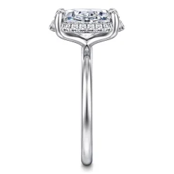 Hot Gabriel & Co. Seattle - 14K White Gold Oval Hidden Halo Diamond Engagement Ring