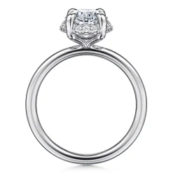 Hot Gabriel & Co. Seattle - 14K White Gold Oval Hidden Halo Diamond Engagement Ring