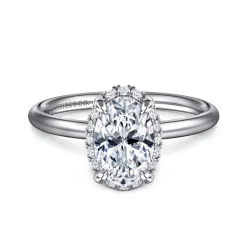 Hot Gabriel & Co. Seattle - 14K White Gold Oval Hidden Halo Diamond Engagement Ring