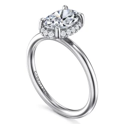 Hot Gabriel & Co. Seattle - 14K White Gold Oval Hidden Halo Diamond Engagement Ring