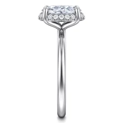 Hot Gabriel & Co. Seattle - 14K White Gold Oval Hidden Halo Diamond Engagement Ring