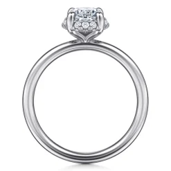Hot Gabriel & Co. Seattle - 14K White Gold Oval Hidden Halo Diamond Engagement Ring