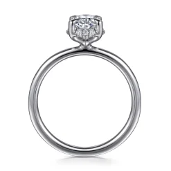 Clearance Gabriel & Co. Seattle - 14K White Gold Oval Hidden Halo Diamond Engagement Ring