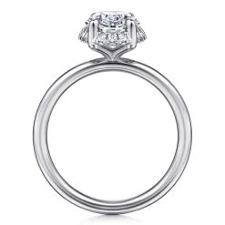 Sale Gabriel & Co. Seattle - 14K White Gold Oval Hidden Halo Diamond Engagement Ring