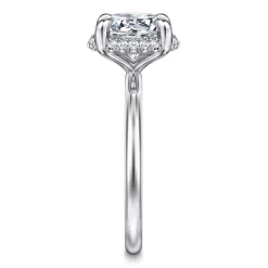 Clearance Gabriel & Co. Seattle - 14K White Gold Round Hidden Halo Diamond Engagement Ring