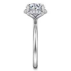 Outlet Gabriel & Co. Seattle - 14K White Gold Round Hidden Halo Diamond Engagement Ring