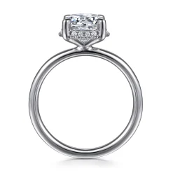 Hot Gabriel & Co. Seattle - 14K White Gold Round Hidden Halo Diamond Engagement Ring