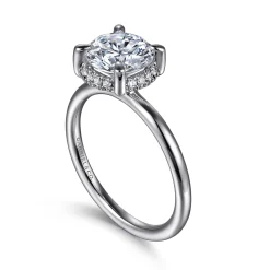 Hot Gabriel & Co. Seattle - 14K White Gold Round Hidden Halo Diamond Engagement Ring