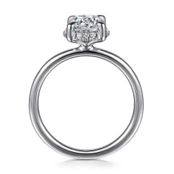 Sale Gabriel & Co. Seattle - 14K White Gold Round Hidden Halo Diamond Engagement Ring
