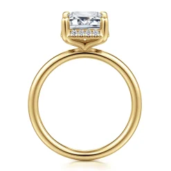 Best Gabriel & Co. Seattle - 14K Yellow Gold Emerald Cut Hidden Halo Diamond Engagement Ring