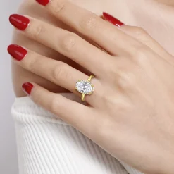 Clearance Gabriel & Co. Seattle - 14K Yellow Gold Oval Hidden Halo Diamond Engagement Ring