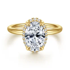 New Gabriel & Co. Seattle - 14K Yellow Gold Oval Hidden Halo Diamond Engagement Ring