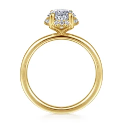 New Gabriel & Co. Seattle - 14K Yellow Gold Oval Hidden Halo Diamond Engagement Ring