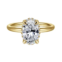 Hot Gabriel & Co. Seattle - 14K Yellow Gold Oval Hidden Halo Diamond Engagement Ring