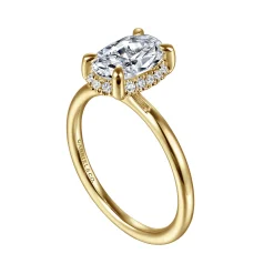 Hot Gabriel & Co. Seattle - 14K Yellow Gold Oval Hidden Halo Diamond Engagement Ring