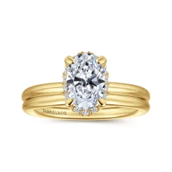 Best Gabriel & Co. Seattle - 14K Yellow Gold Oval Hidden Halo Diamond Engagement Ring