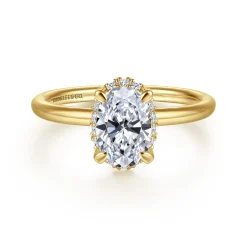 Best Gabriel & Co. Seattle - 14K Yellow Gold Oval Hidden Halo Diamond Engagement Ring