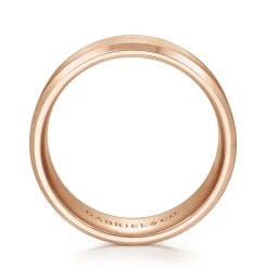 Sale Gabriel & Co. Sebastian - 14K Rose Gold 8mm - Satin Finish Men's Wedding Band with Beveled Edge