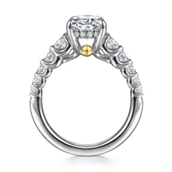 Discount Gabriel & Co. Seema - 14K White-Yellow Gold Oval Diamond Engagement Ring