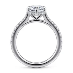 Sale Gabriel & Co. Seine - 14K White Gold Compass Prong Emerald Cut Diamond Engagement Ring