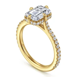 Hot Gabriel & Co. Seine - 14K Yellow Gold Compass Prong Emerald Cut Diamond Engagement Ring