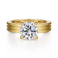New Gabriel & Co. Sela - 14K Yellow Gold Round Diamond Engagement Ring