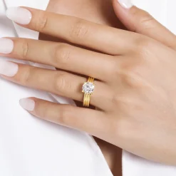New Gabriel & Co. Sela - 14K Yellow Gold Round Diamond Engagement Ring