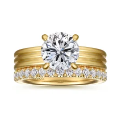 New Gabriel & Co. Sela - 14K Yellow Gold Round Diamond Engagement Ring
