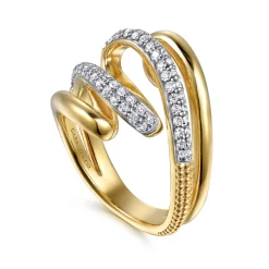 Outlet Gabriel & Co. Selene - 14K White Yellow Gold Diamond Swirl Ring