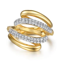 Outlet Gabriel & Co. Selene - 14K White Yellow Gold Diamond Swirl Ring
