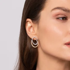 Sale Gabriel & Co. Selene - 14K Yellow Gold Diamond Swirl Bypass Hoop Earrings