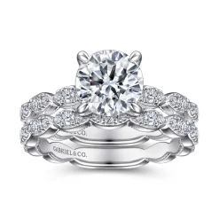 Outlet Gabriel & Co. Senia - Vintage Inspired 14K White Gold Round Diamond Engagement Ring