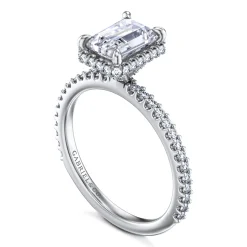 Online Gabriel & Co. Senne - 14K White Gold Emerald Cut Hidden Halo Diamond Engagement Ring