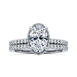 Gabriel & Co. Senne - 14K White Gold Oval Cut Hidden Halo Diamond Engagement Ring