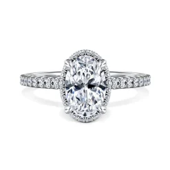 Gabriel & Co. Senne - 14K White Gold Oval Cut Hidden Halo Diamond Engagement Ring