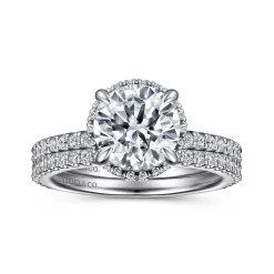 Hot Gabriel & Co. Senne - 14K White Gold Round Hidden Halo Diamond Engagement Ring