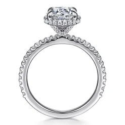 Hot Gabriel & Co. Senne - 14K White Gold Round Hidden Halo Diamond Engagement Ring